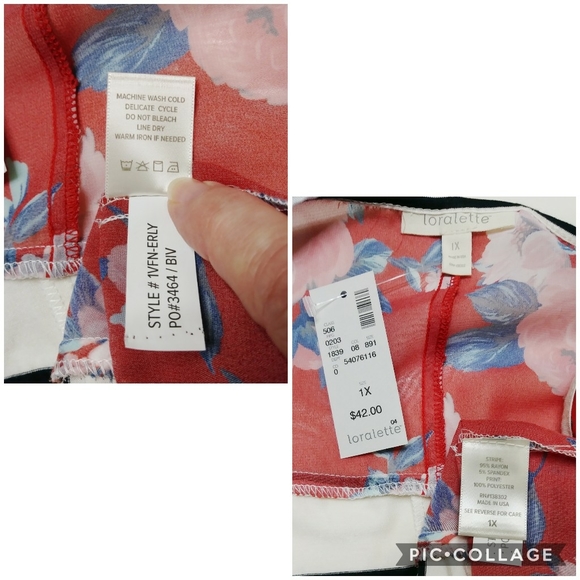 Avenue Short Sleeve Stripe & Floral Top Size 14 - Picture 7 of 7